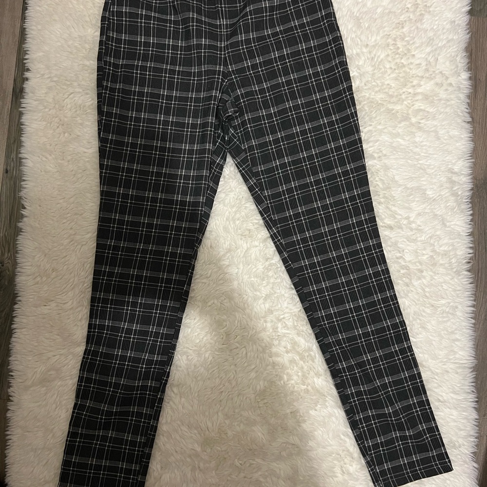 Calvin Klein Black and White Plaid Straight Leg Pants